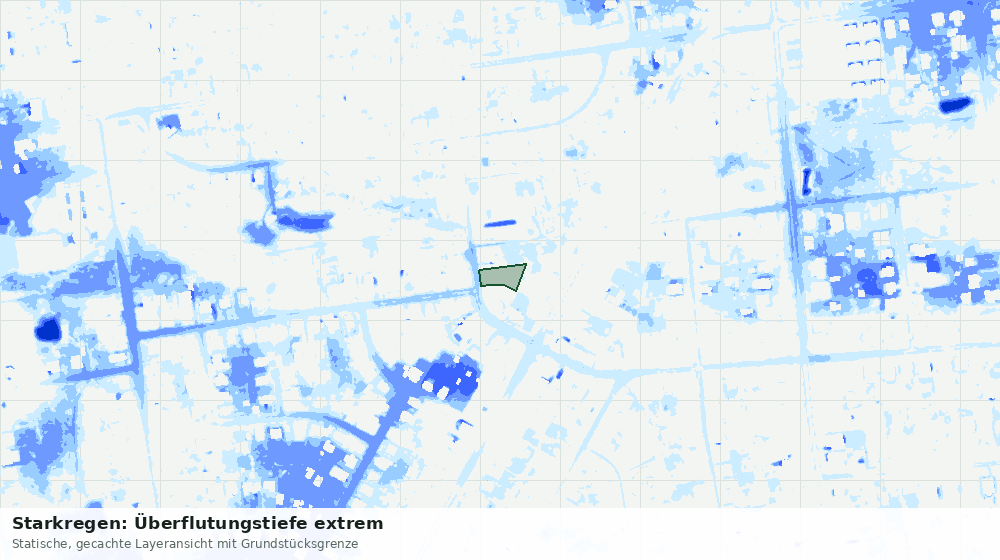 Statische Kartenansicht: Starkregen: Überflutungstiefe extrem