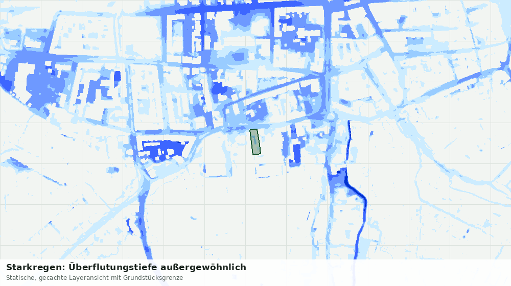 Statische Kartenansicht: Starkregen: Überflutungstiefe außergewöhnlich