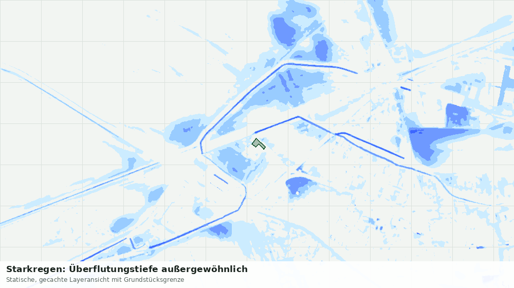 Statische Kartenansicht: Starkregen: Überflutungstiefe außergewöhnlich
