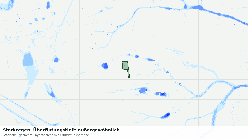 Statische Kartenansicht: Starkregen: Überflutungstiefe außergewöhnlich