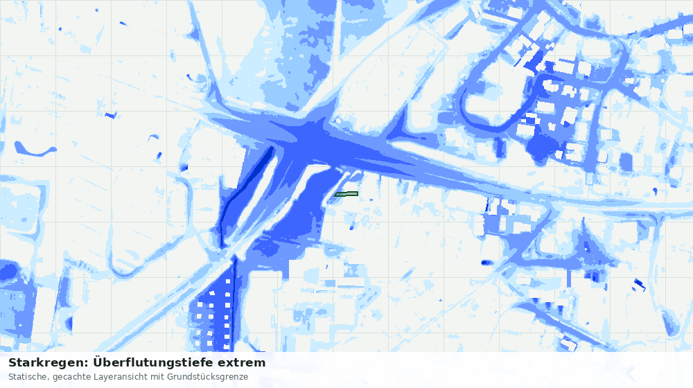 Statische Kartenansicht: Starkregen: Überflutungstiefe extrem