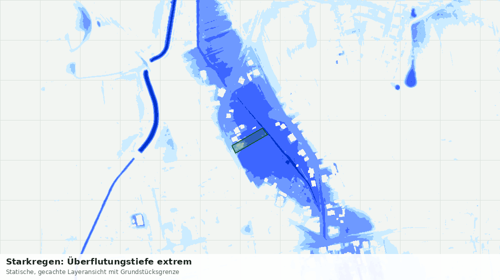 Statische Kartenansicht: Starkregen: Überflutungstiefe extrem