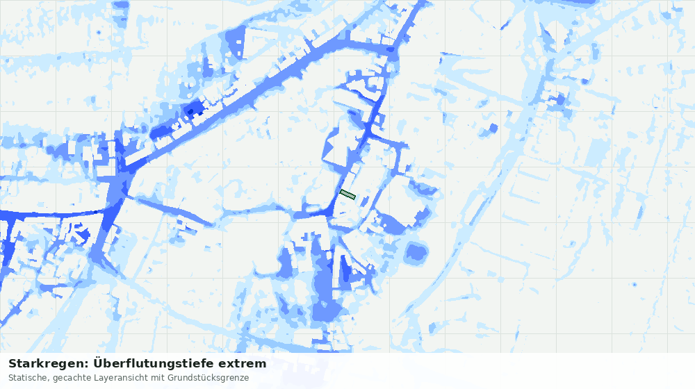 Statische Kartenansicht: Starkregen: Überflutungstiefe extrem