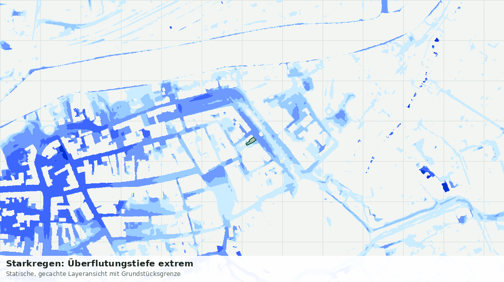 Statische Kartenansicht: Starkregen: Überflutungstiefe extrem