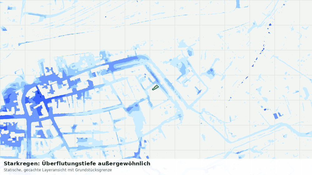 Statische Kartenansicht: Starkregen: Überflutungstiefe außergewöhnlich