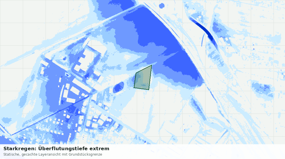 Statische Kartenansicht: Starkregen: Überflutungstiefe extrem