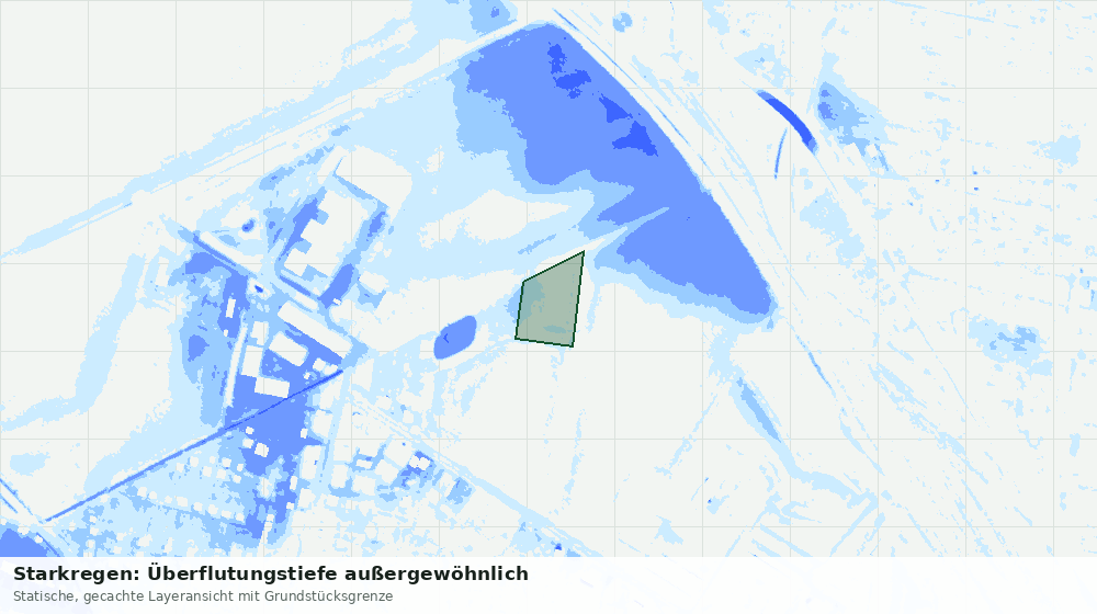 Statische Kartenansicht: Starkregen: Überflutungstiefe außergewöhnlich