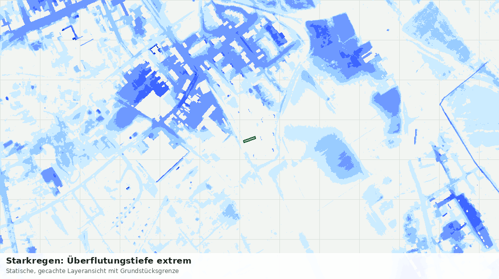 Statische Kartenansicht: Starkregen: Überflutungstiefe extrem