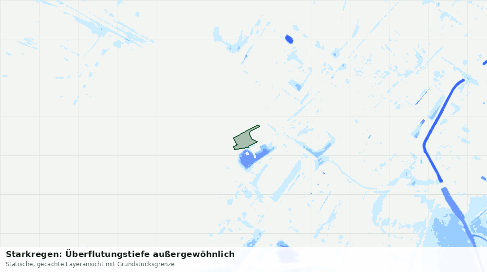Statische Kartenansicht: Starkregen: Überflutungstiefe außergewöhnlich