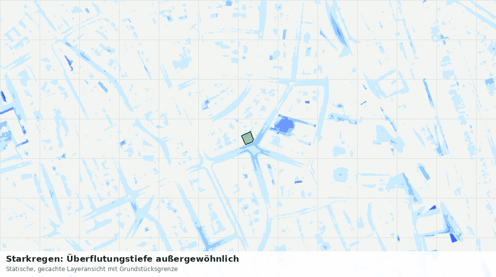 Statische Kartenansicht: Starkregen: Überflutungstiefe außergewöhnlich