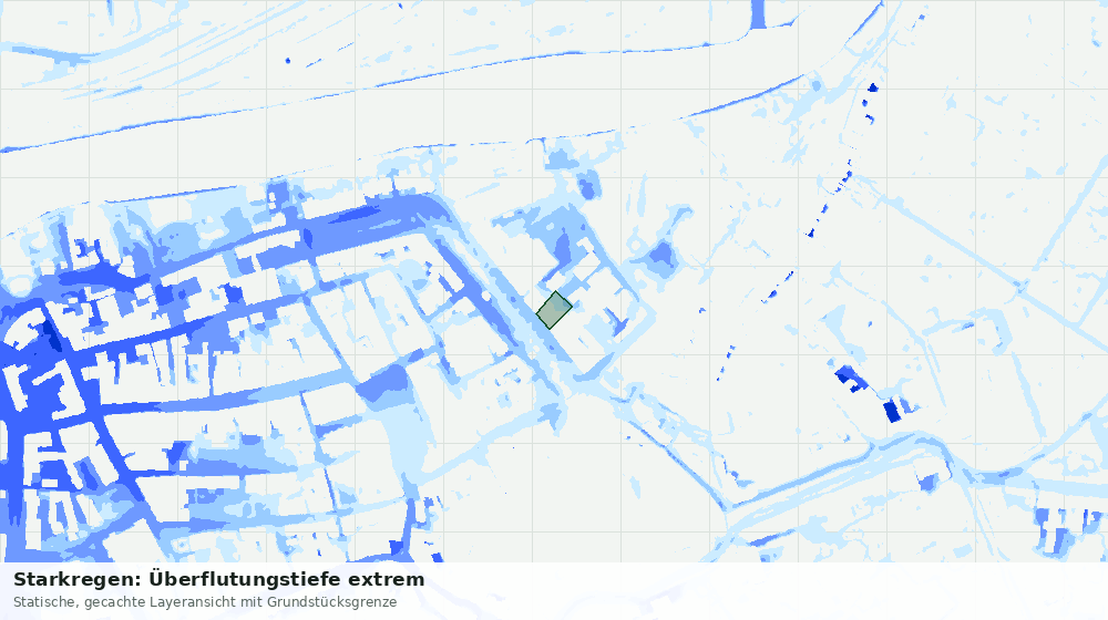 Statische Kartenansicht: Starkregen: Überflutungstiefe extrem