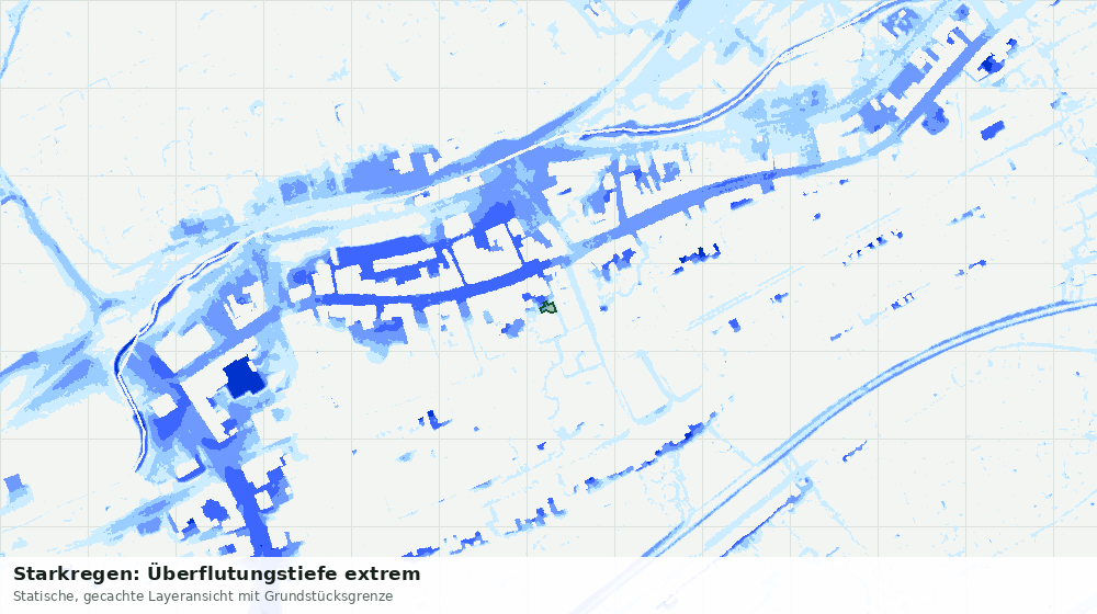 Statische Kartenansicht: Starkregen: Überflutungstiefe extrem