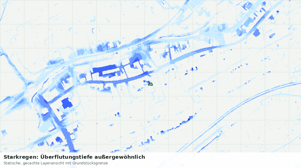 Statische Kartenansicht: Starkregen: Überflutungstiefe außergewöhnlich