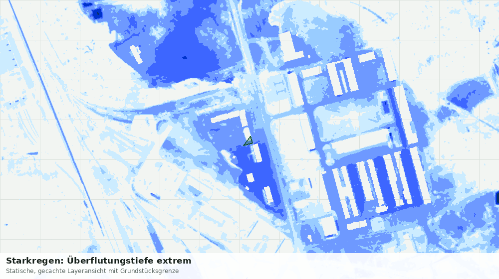Statische Kartenansicht: Starkregen: Überflutungstiefe extrem