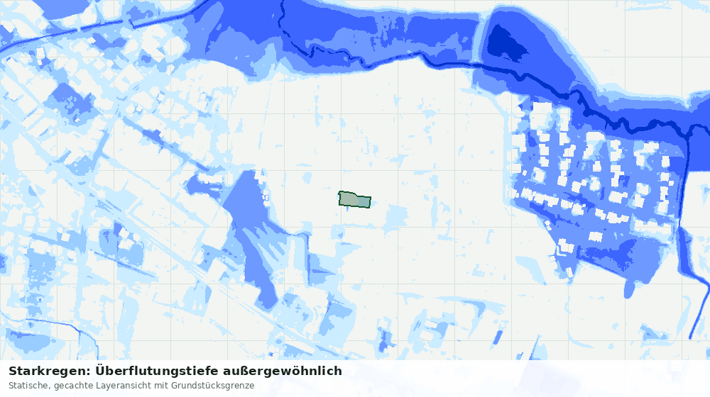 Statische Kartenansicht: Starkregen: Überflutungstiefe außergewöhnlich