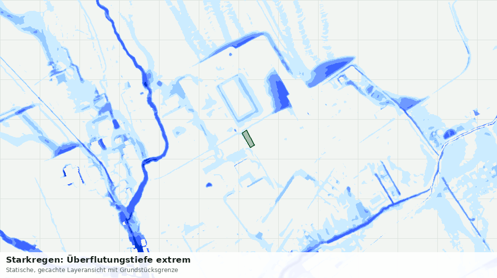 Statische Kartenansicht: Starkregen: Überflutungstiefe extrem