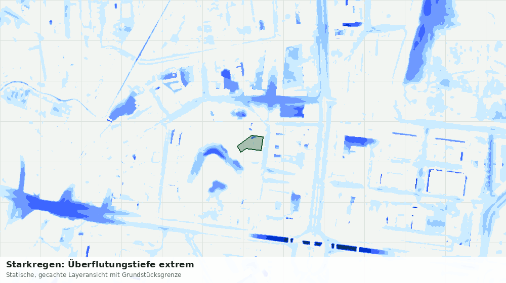 Statische Kartenansicht: Starkregen: Überflutungstiefe extrem