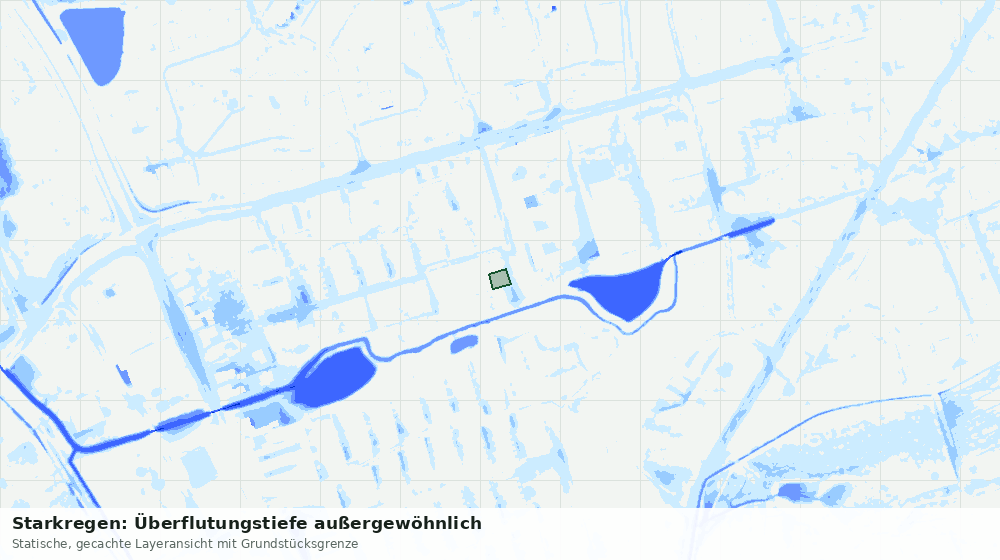 Statische Kartenansicht: Starkregen: Überflutungstiefe außergewöhnlich