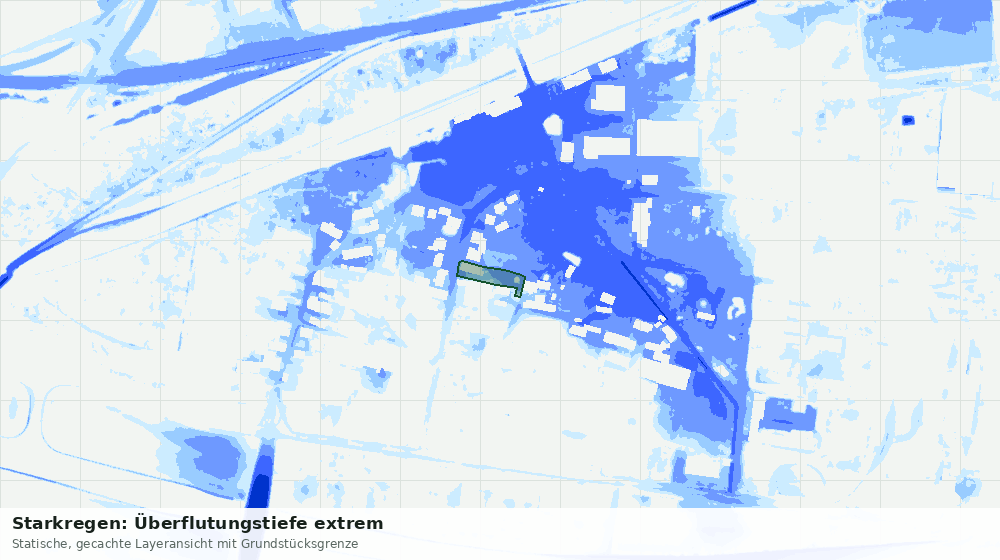 Statische Kartenansicht: Starkregen: Überflutungstiefe extrem