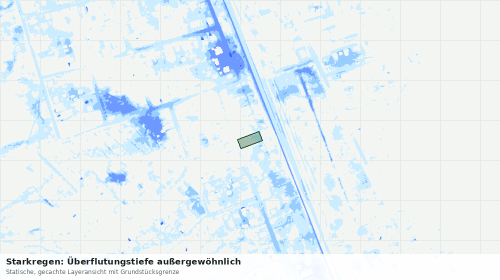Statische Kartenansicht: Starkregen: Überflutungstiefe außergewöhnlich