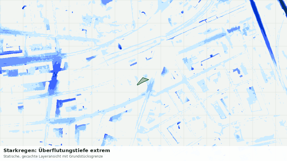 Statische Kartenansicht: Starkregen: Überflutungstiefe extrem