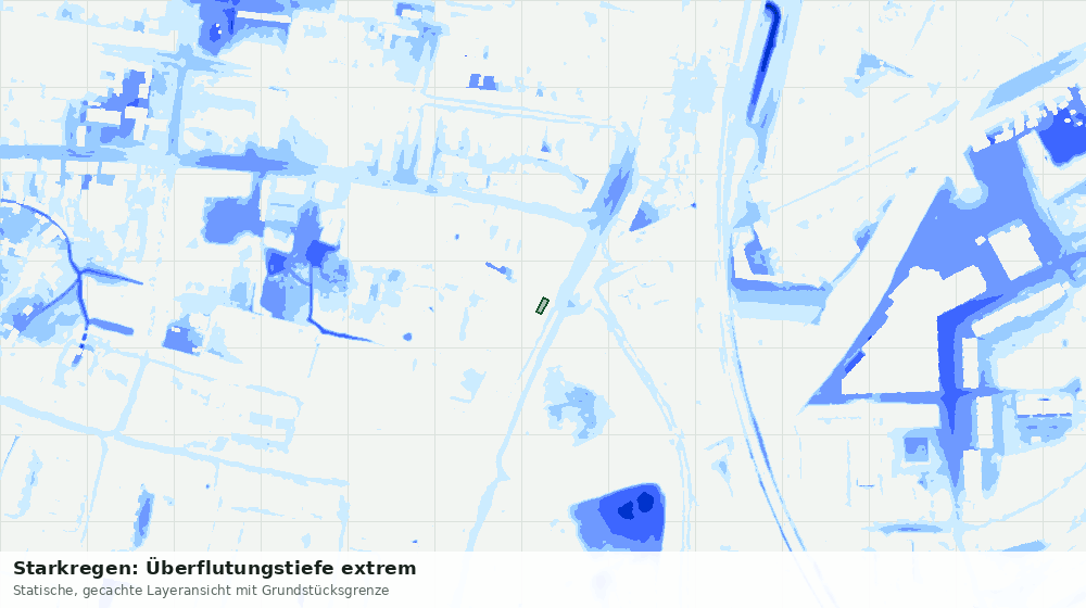 Statische Kartenansicht: Starkregen: Überflutungstiefe extrem