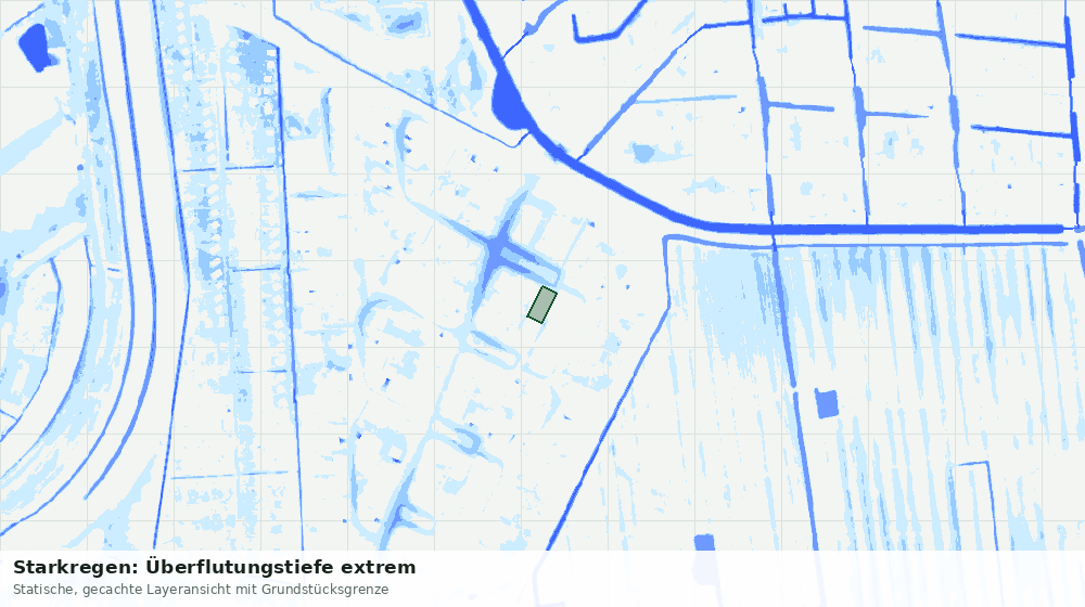 Statische Kartenansicht: Starkregen: Überflutungstiefe extrem