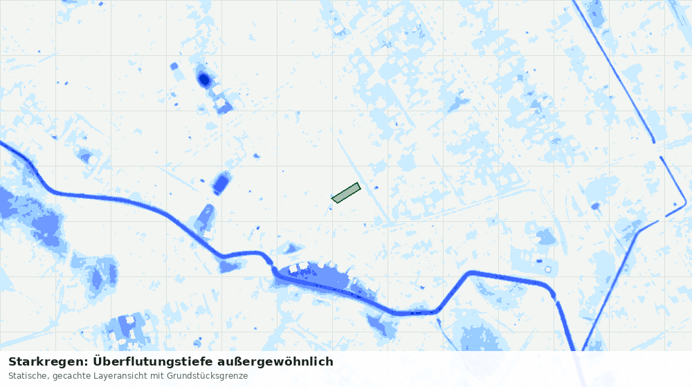 Statische Kartenansicht: Starkregen: Überflutungstiefe außergewöhnlich