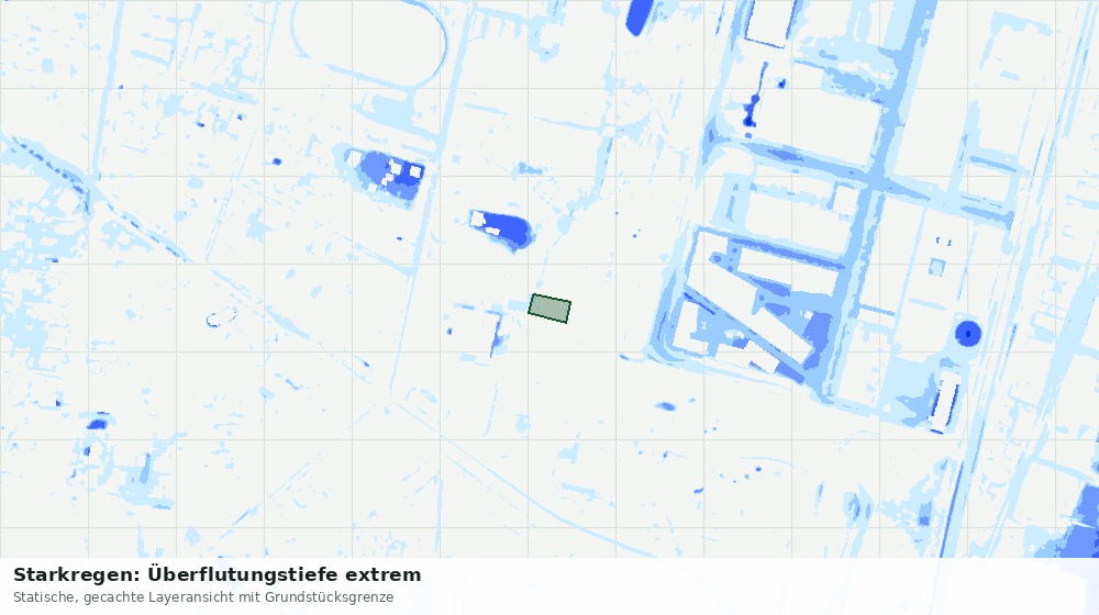 Statische Kartenansicht: Starkregen: Überflutungstiefe extrem