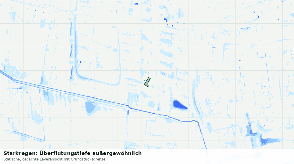 Statische Kartenansicht: Starkregen: Überflutungstiefe außergewöhnlich