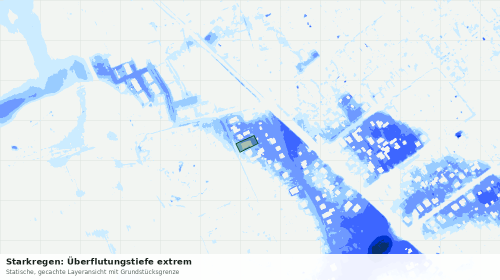 Statische Kartenansicht: Starkregen: Überflutungstiefe extrem
