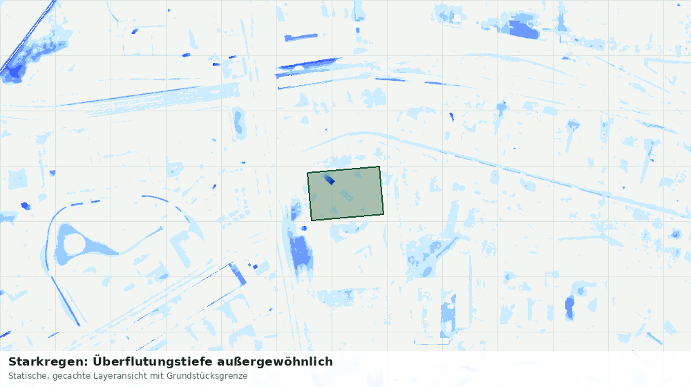 Statische Kartenansicht: Starkregen: Überflutungstiefe außergewöhnlich