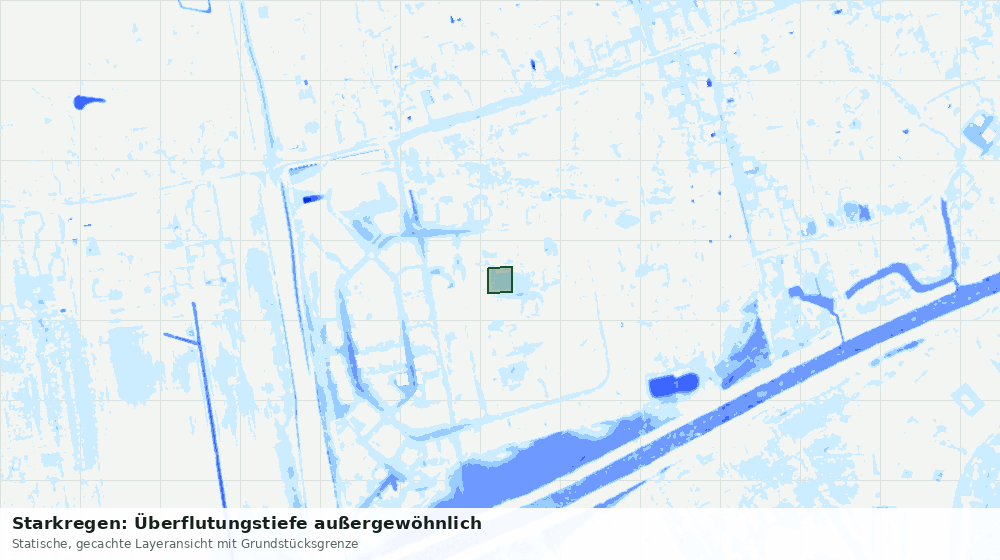 Statische Kartenansicht: Starkregen: Überflutungstiefe außergewöhnlich