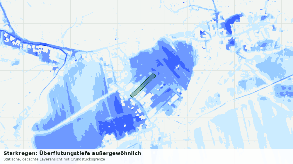 Statische Kartenansicht: Starkregen: Überflutungstiefe außergewöhnlich
