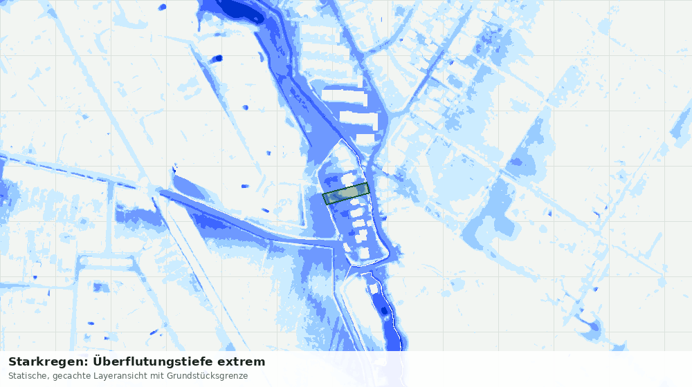 Statische Kartenansicht: Starkregen: Überflutungstiefe extrem
