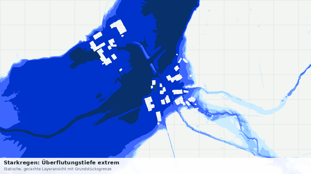 Statische Kartenansicht: Starkregen: Überflutungstiefe extrem