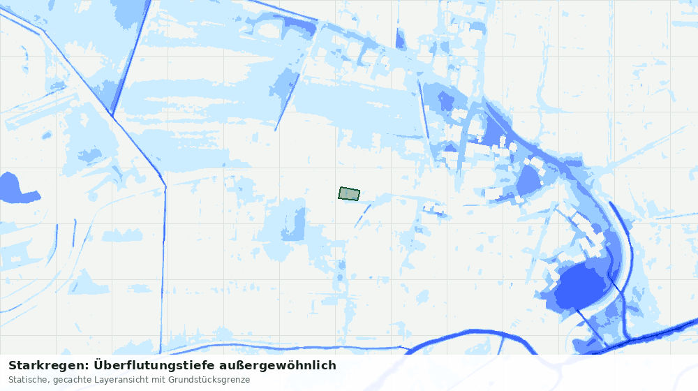 Statische Kartenansicht: Starkregen: Überflutungstiefe außergewöhnlich