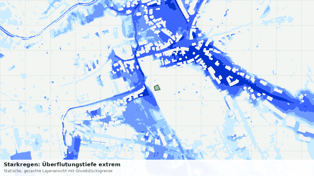Statische Kartenansicht: Starkregen: Überflutungstiefe extrem