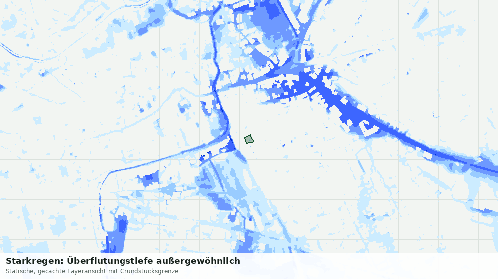 Statische Kartenansicht: Starkregen: Überflutungstiefe außergewöhnlich
