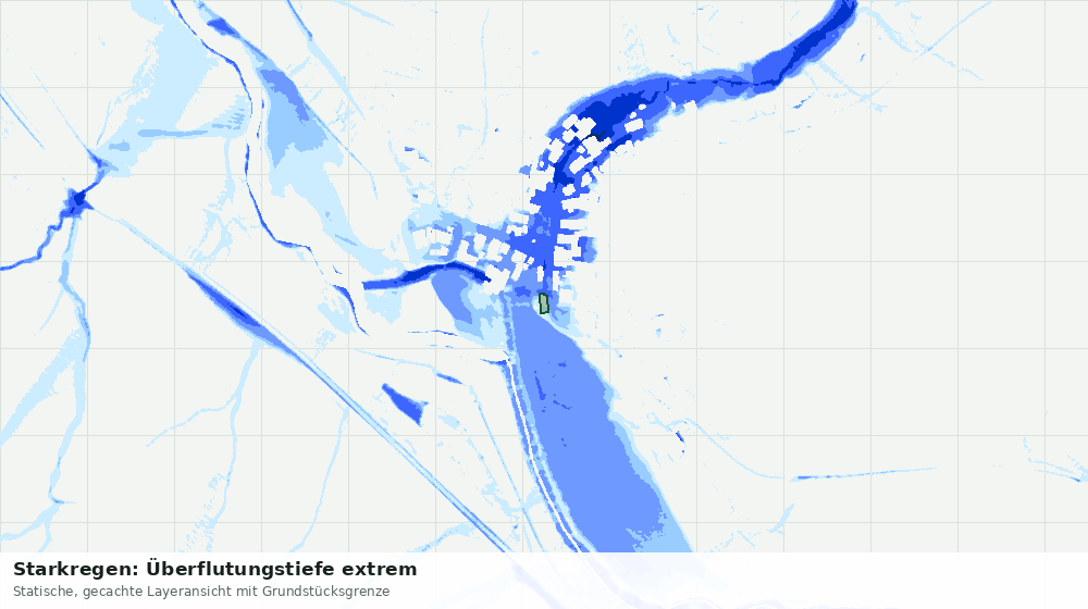 Statische Kartenansicht: Starkregen: Überflutungstiefe extrem