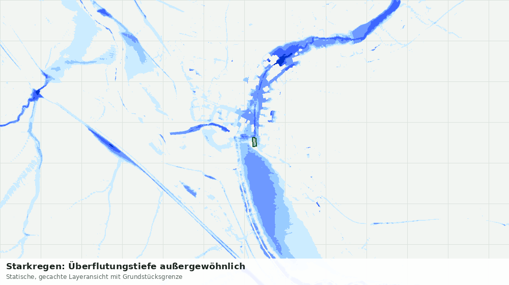 Statische Kartenansicht: Starkregen: Überflutungstiefe außergewöhnlich