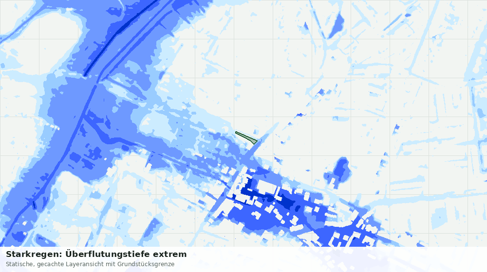 Statische Kartenansicht: Starkregen: Überflutungstiefe extrem