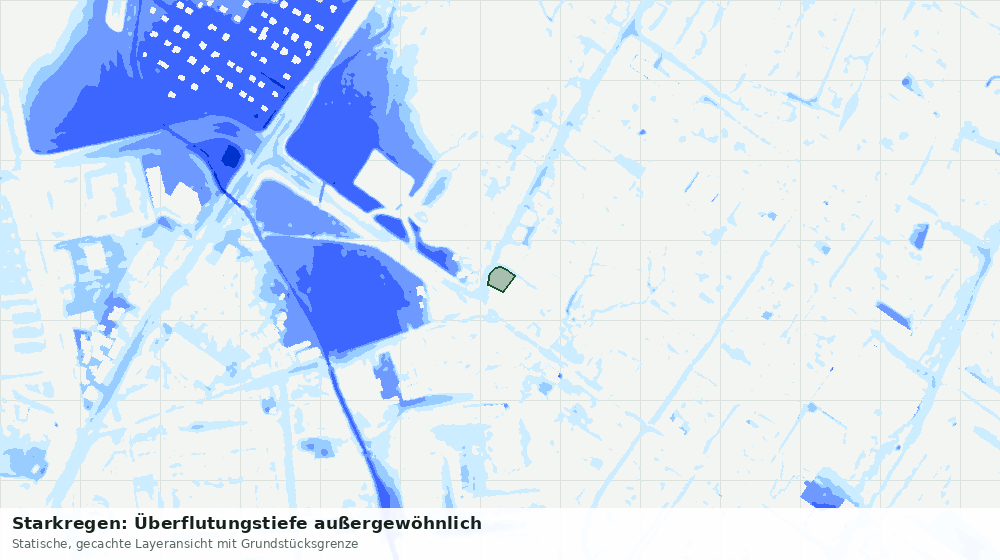 Statische Kartenansicht: Starkregen: Überflutungstiefe außergewöhnlich
