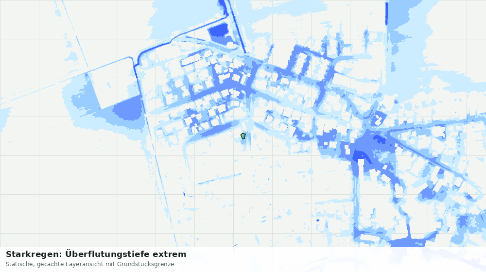Statische Kartenansicht: Starkregen: Überflutungstiefe extrem