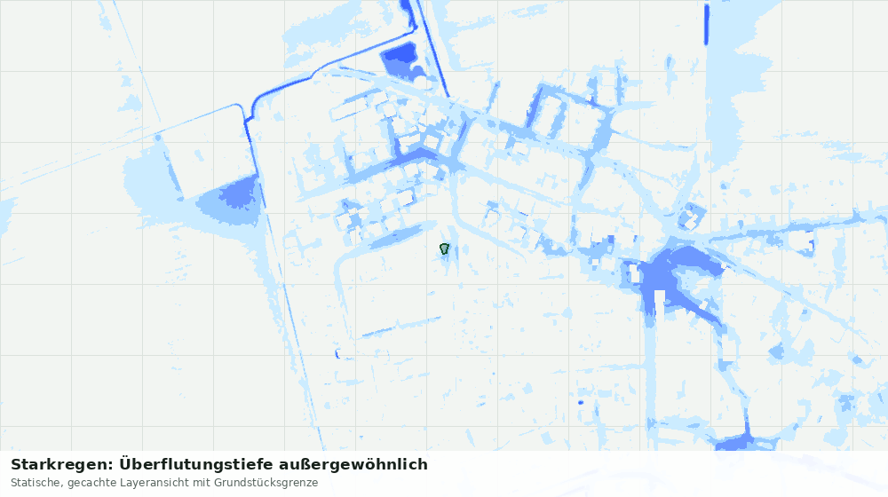 Statische Kartenansicht: Starkregen: Überflutungstiefe außergewöhnlich