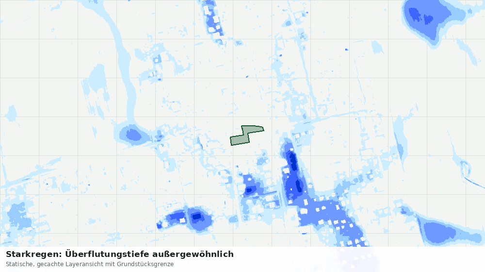 Statische Kartenansicht: Starkregen: Überflutungstiefe außergewöhnlich