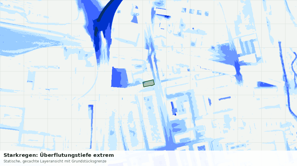 Statische Kartenansicht: Starkregen: Überflutungstiefe extrem
