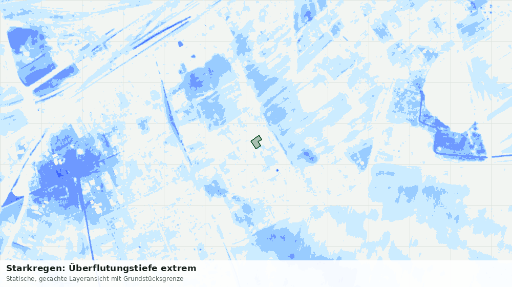 Statische Kartenansicht: Starkregen: Überflutungstiefe extrem