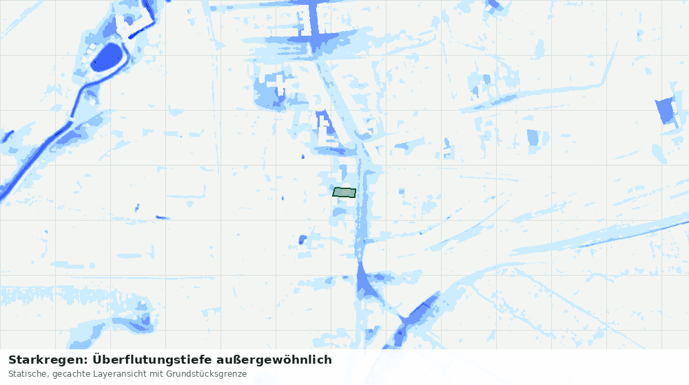 Statische Kartenansicht: Starkregen: Überflutungstiefe außergewöhnlich