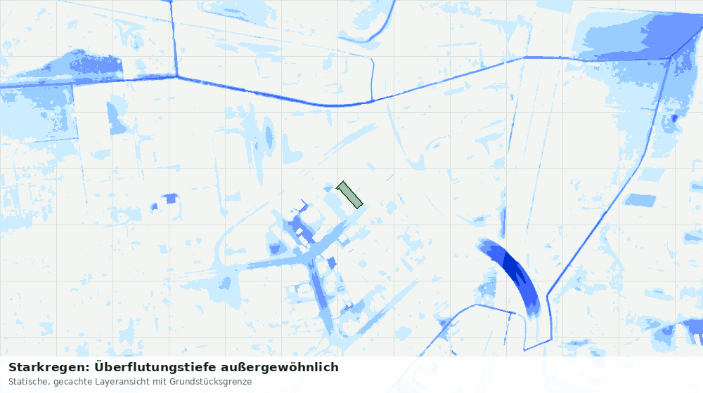 Statische Kartenansicht: Starkregen: Überflutungstiefe außergewöhnlich